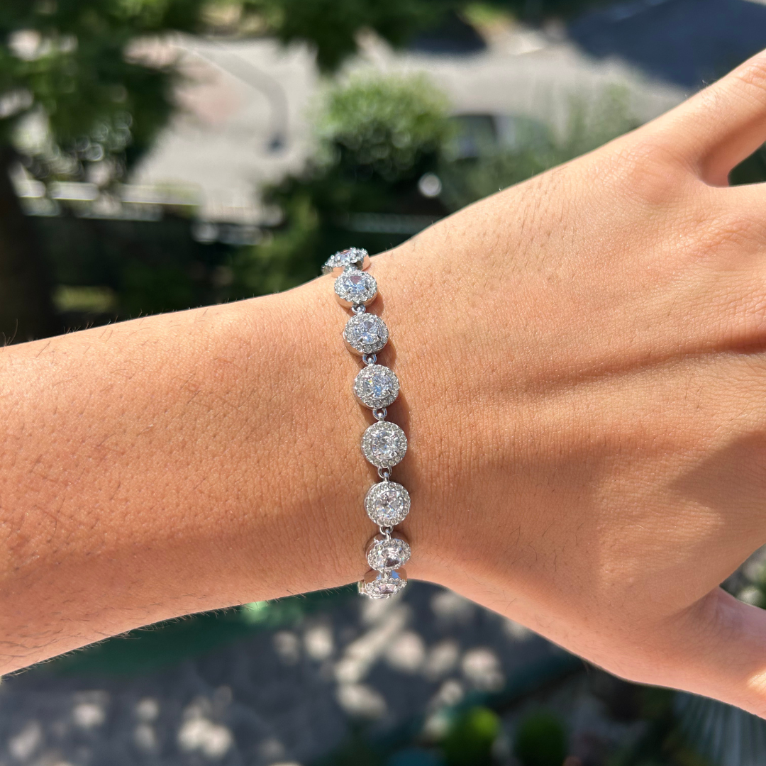 Bracciale Crystal uomo acciaio 316L zirconi AAA+ dettaglio brillantezza Amour Milano  
